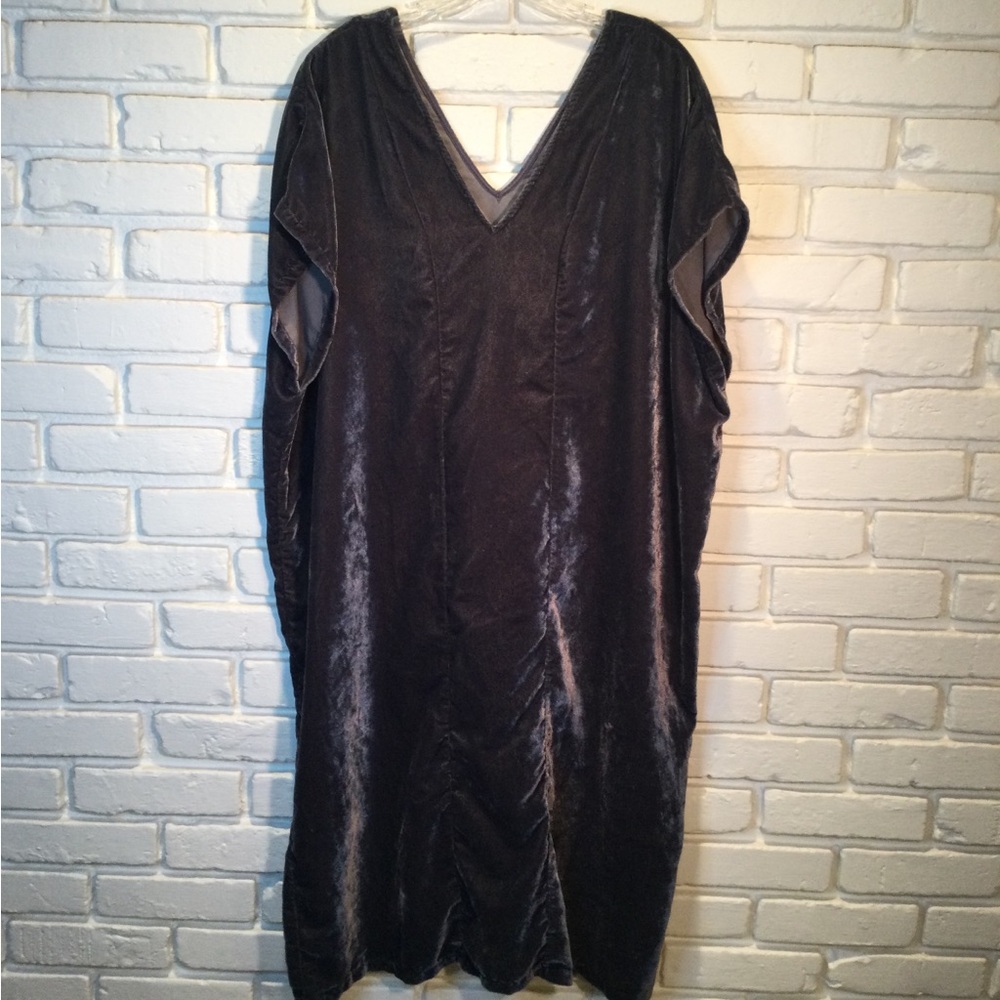 World Market Gray Velvet Dress Kaftan One Size
